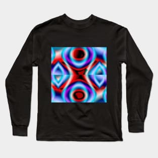 Red, Blue and Black Multishape Fractal Design Long Sleeve T-Shirt